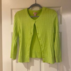 Lilly Pulitzer celery green cableknit sweater